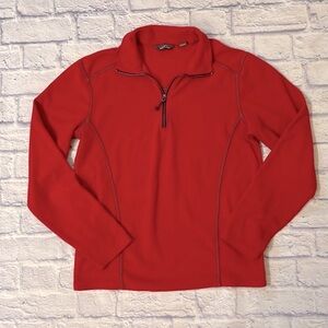 Eddie Bauer Red Fleece 1/4 Zip Pullover Lightweight Fleece Sweatshirt Size Small